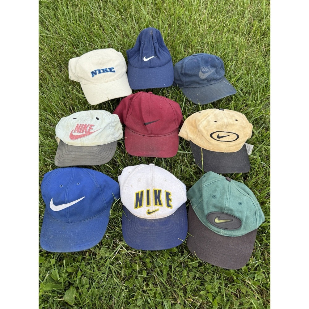 Lot Of 9 Vintage Nike Hats SnapBack Strap back Fitted Wool Corduroy 90s USA